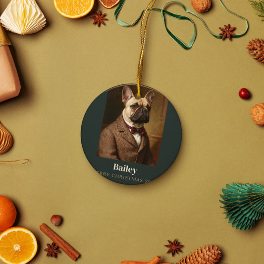 Gentleman Pet Christmas Gift – lifestyle photo – Ceramic Ornament
