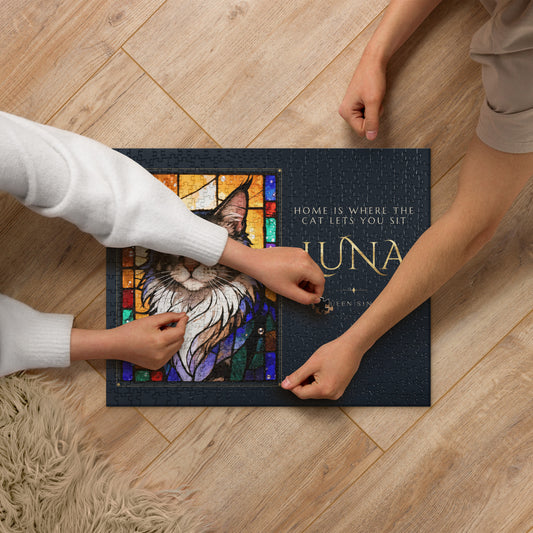 Stained Glass Cat Portrait – lifestyle photo – Jigsaw Puzzle