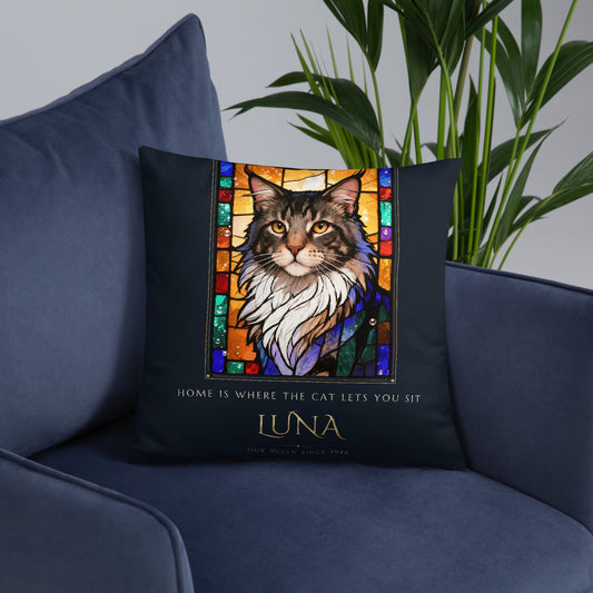 Stained Glass Cat Portrait – lifestyle photo, front lifestyle 6 – Throw Pillow