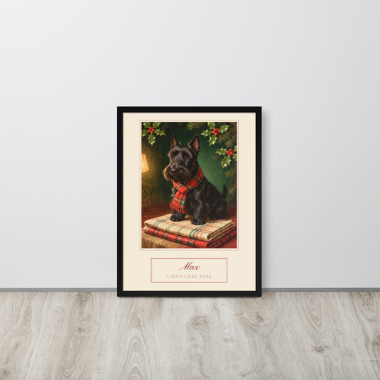 christmas pet portrait – lifestyle photo – Enhanced Matte Paper Framed Poster