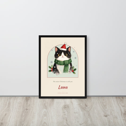 Christmas Cat Portrait Gift for Mom – lifestyle photo – Framed Print
