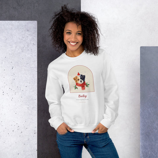 Christmas Dog Portrait Gift for Mom – lifestyle photo – Crewneck Sweatshirt