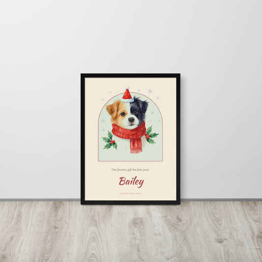 Christmas Dog Portrait Gift for Mom – lifestyle photo – Framed Print