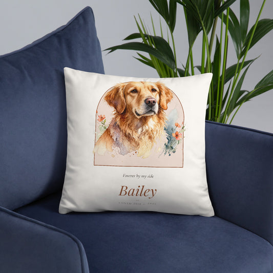Watercolor Pet Memorial Portrait – lifestyle photo, front lifestyle 6 – Throw Pillow