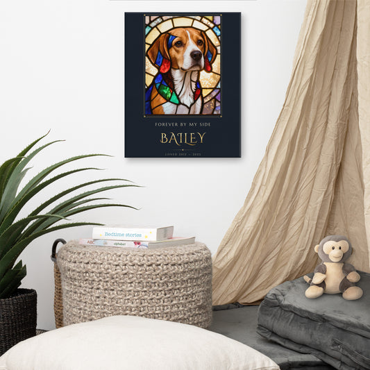 Stained Glass Pet Memorial Portrait – lifestyle photo – Canvas Print