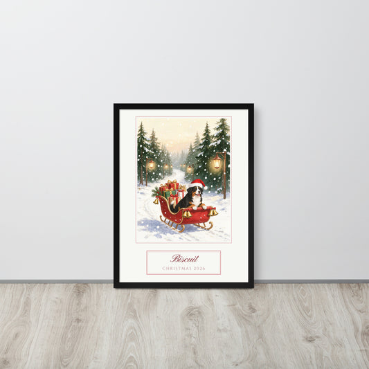christmas pet portrait – lifestyle photo – Enhanced Matte Paper Framed Poster