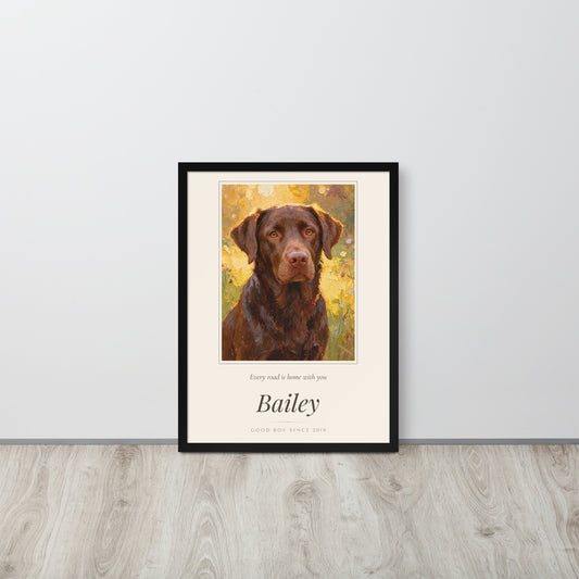 Oil Painting Dog Portrait – lifestyle photo – Framed Print