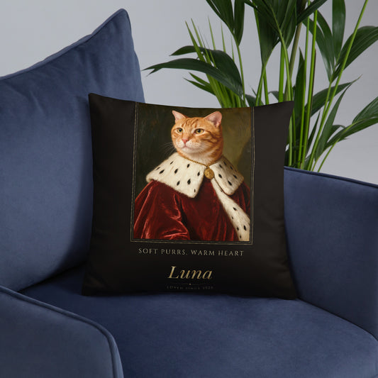 Royal Cat Portrait Gift for Mom – lifestyle photo, front lifestyle 6 – Throw Pillow