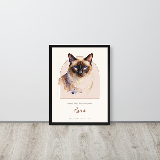 Watercolor Cat Portrait – lifestyle photo – Framed Print