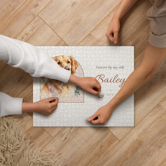 Watercolor Pet Memorial Portrait – lifestyle photo – Jigsaw Puzzle