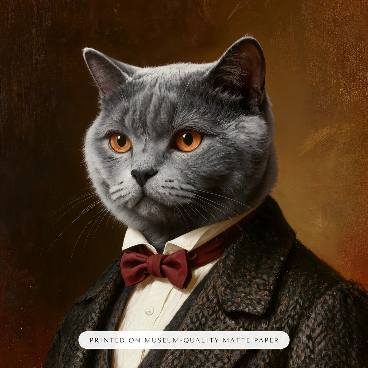 Gentleman Cat Portrait Gift for Mom – close-up of the print – Framed Print