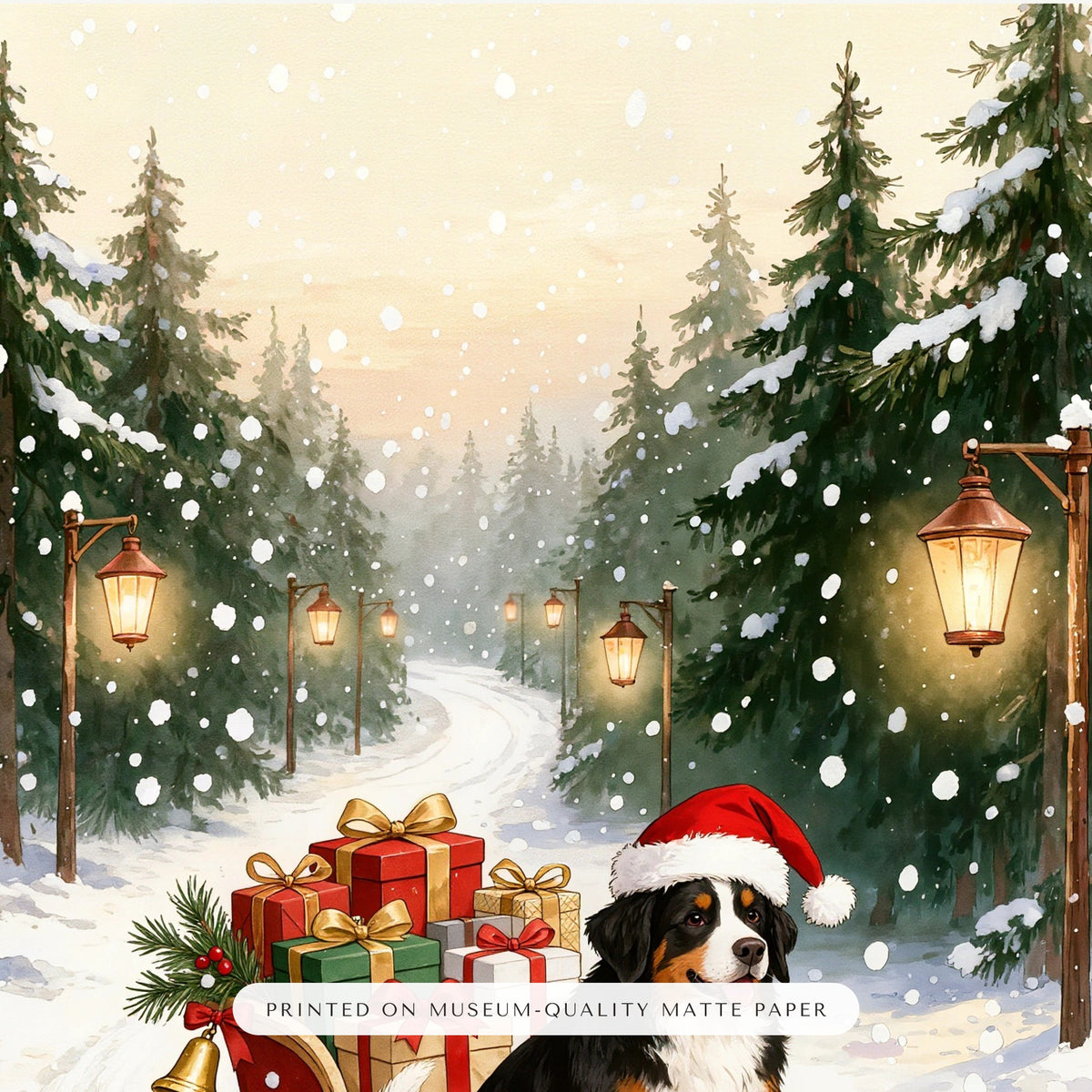 christmas pet portrait – close-up of the print – Enhanced Matte Paper Framed Poster