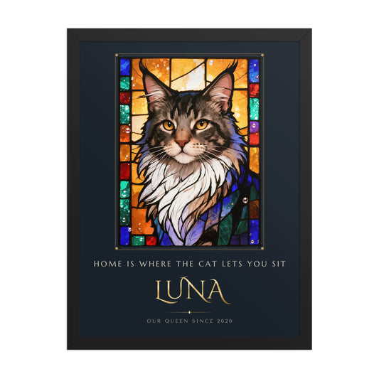 Stained Glass Cat Portrait – product photo – Framed Print