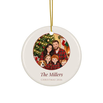 christmas family portrait – product photo – Ceramic Ornament
