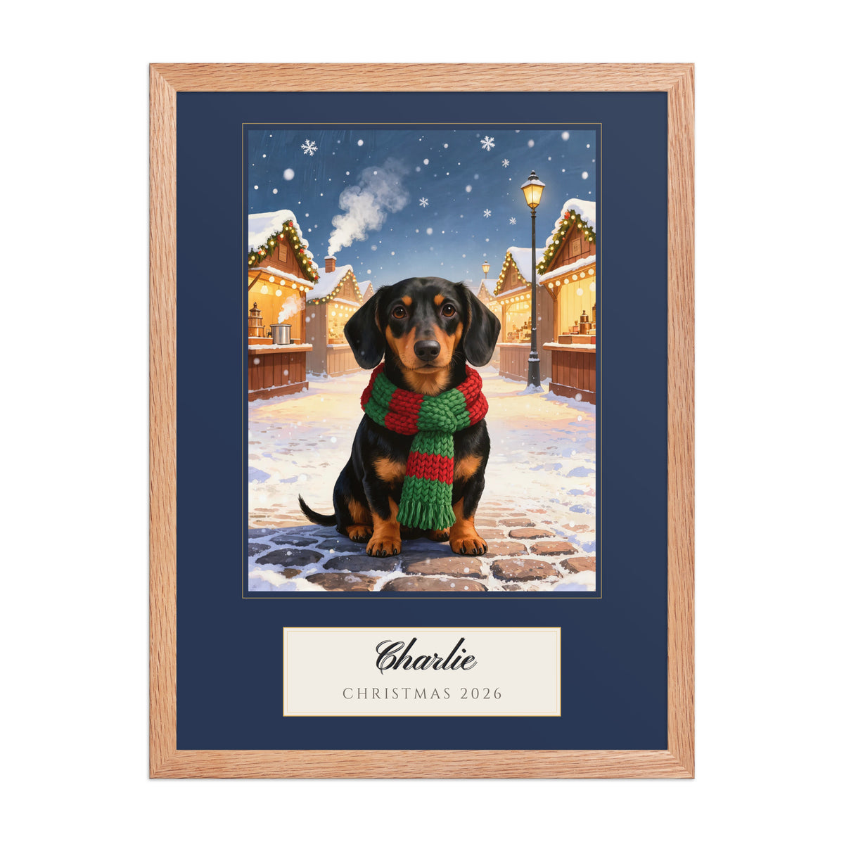 christmas pet portrait – front view – Enhanced Matte Paper Framed Poster