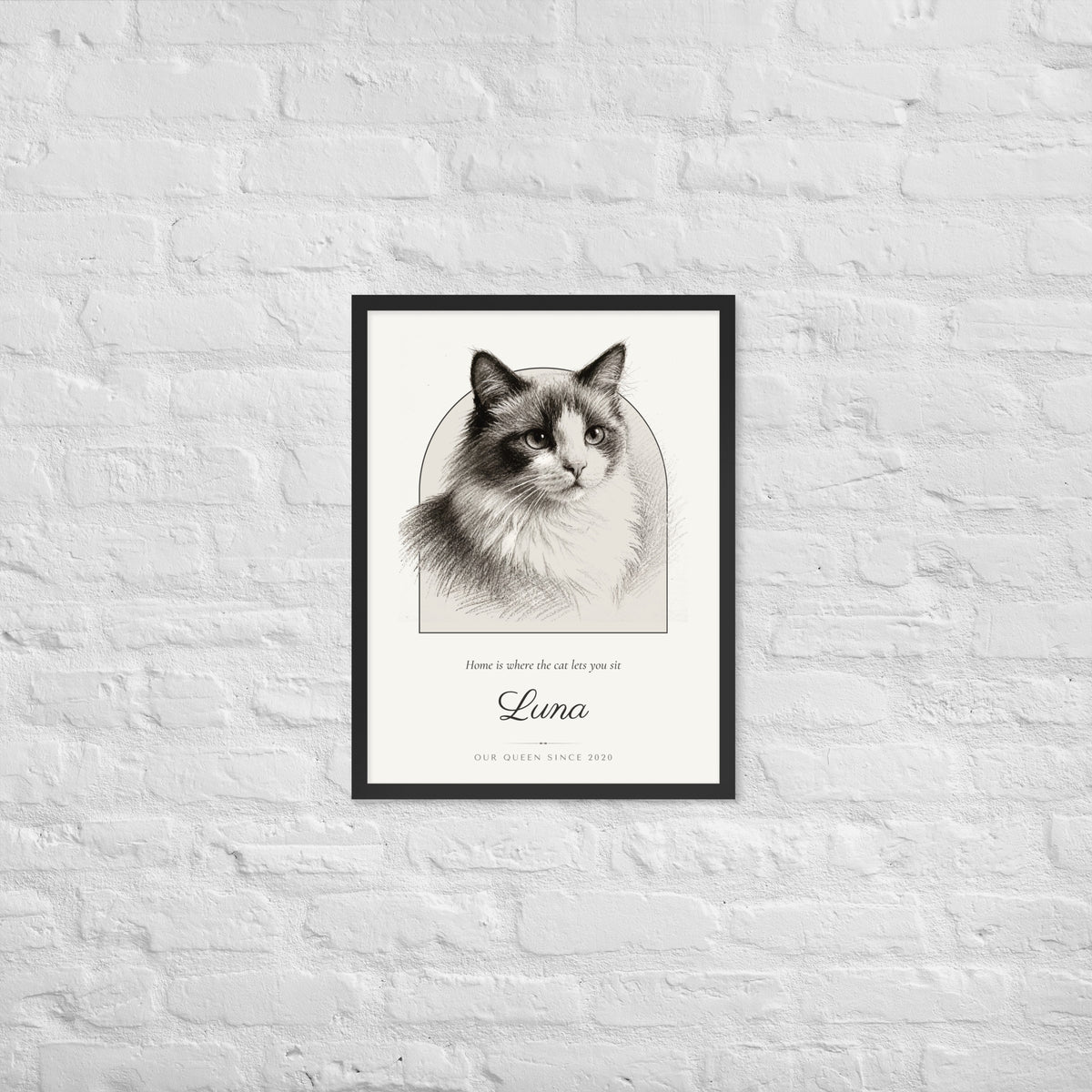 Pencil Sketch Cat Portrait – lifestyle photo – Framed Print