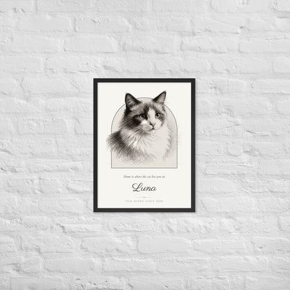 Pencil Sketch Cat Portrait – lifestyle photo – Framed Print
