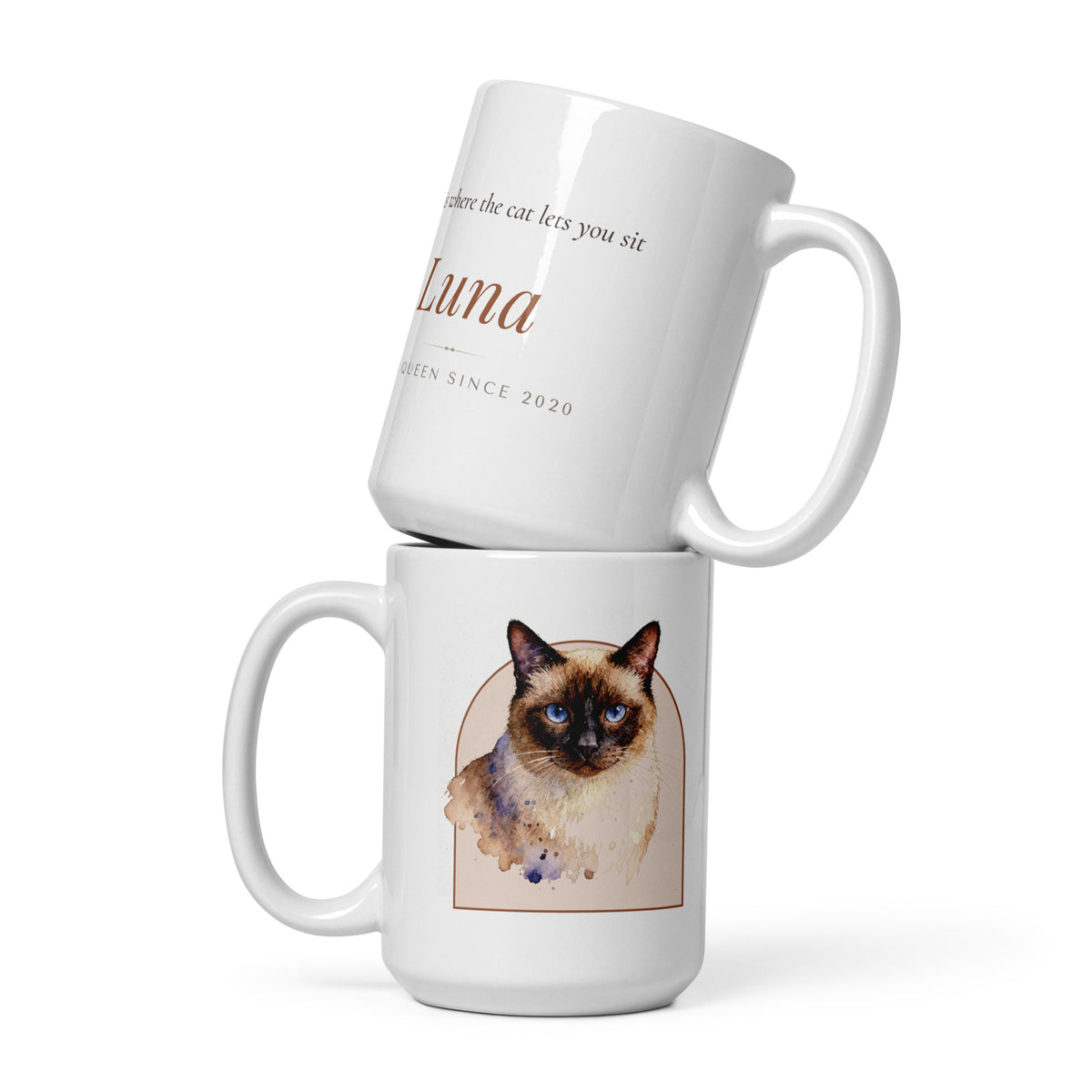 Watercolor Cat Portrait – front view, front view – Coffee Mug
