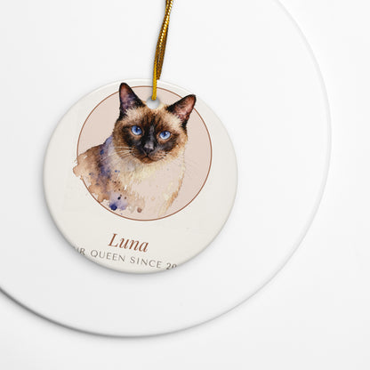 Watercolor Cat Portrait – lifestyle photo – Ceramic Ornament
