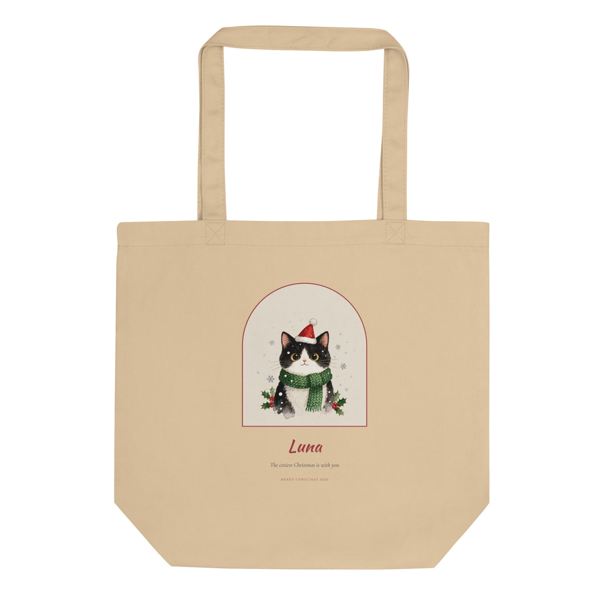 Christmas Cat Portrait – front view – Tote Bag