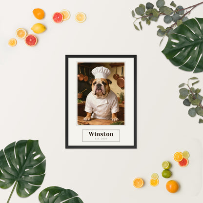 custom dog portrait – lifestyle photo, spring/summer – Enhanced Matte Paper Framed Poster