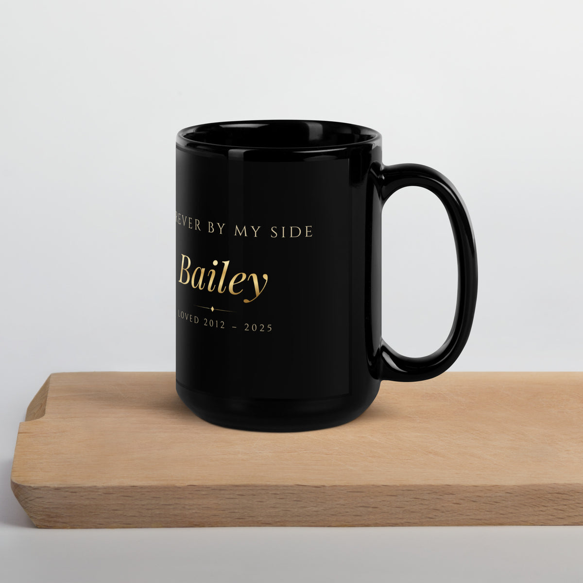 Royal Pet Memorial Portrait – lifestyle photo, handle on right – Coffee Mug