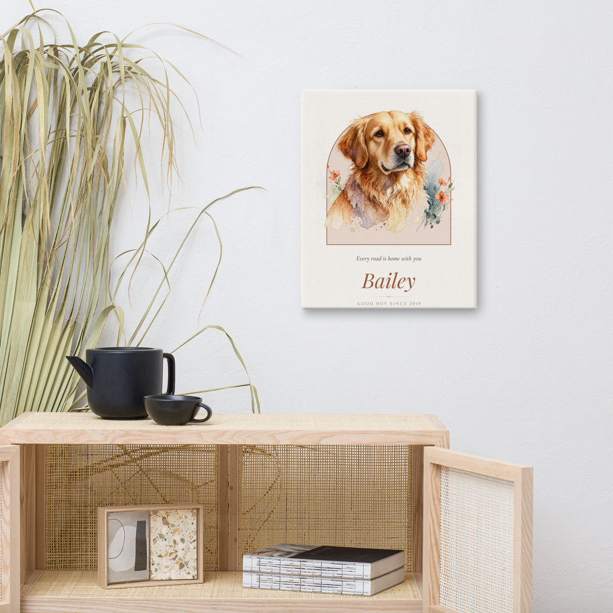 Watercolor Dog Portrait – lifestyle photo – Canvas Print