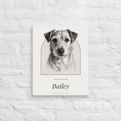Pencil Sketch Pet Memorial Portrait – lifestyle photo – Canvas Print
