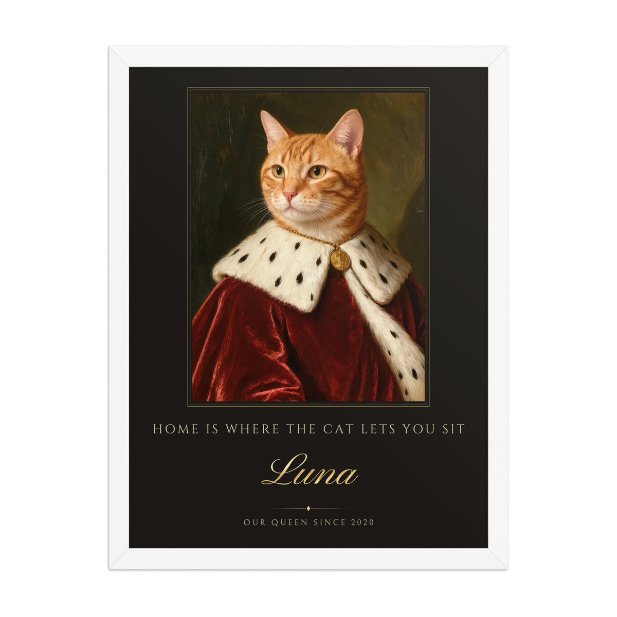 Royal Cat Portrait – front view – Framed Print
