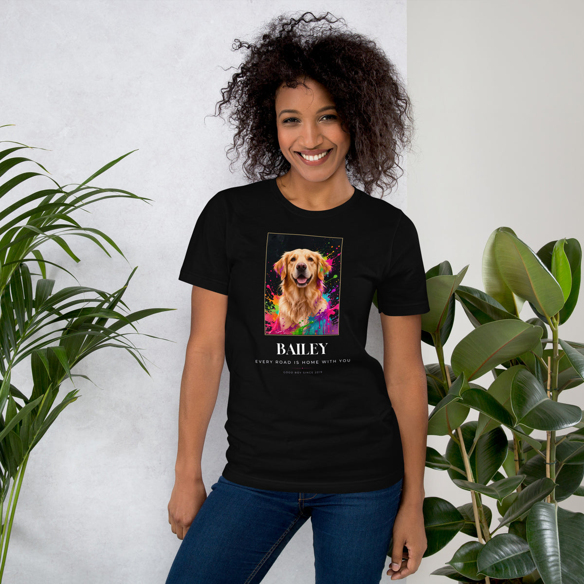 Neon Dog Portrait – product photo – T-Shirt