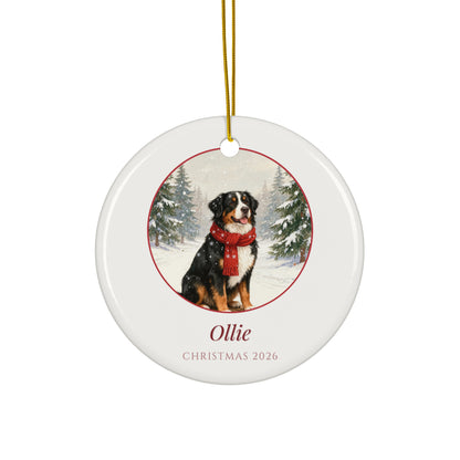 christmas pet portrait – product photo – Vintage Sled in the Snow Ornament