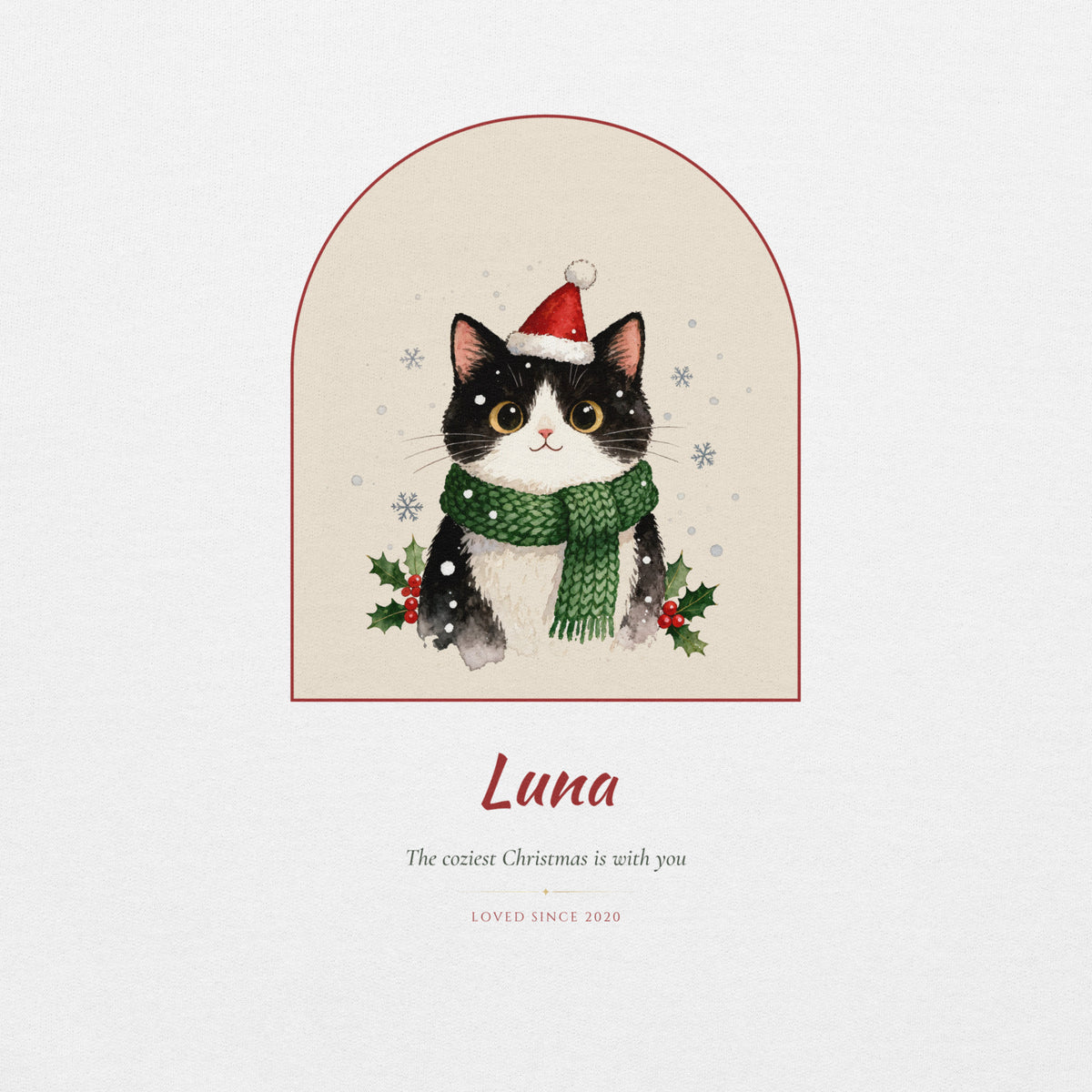 Christmas Cat Portrait Gift for Mom – lifestyle photo – Crewneck Sweatshirt