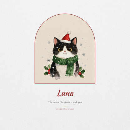Christmas Cat Portrait Gift for Mom – lifestyle photo – Crewneck Sweatshirt