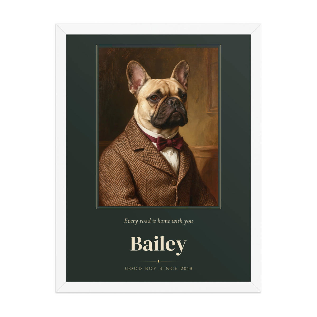 Gentleman Dog Portrait – front view – Framed Print