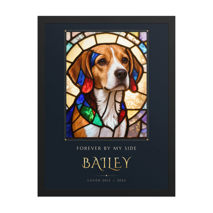 Stained Glass Pet Memorial Portrait – product photo – Framed Print