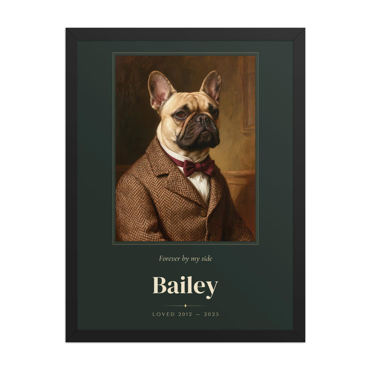 Gentleman Pet Memorial Portrait – product photo – Framed Print