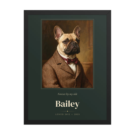 Gentleman Pet Memorial Portrait – product photo – Framed Print