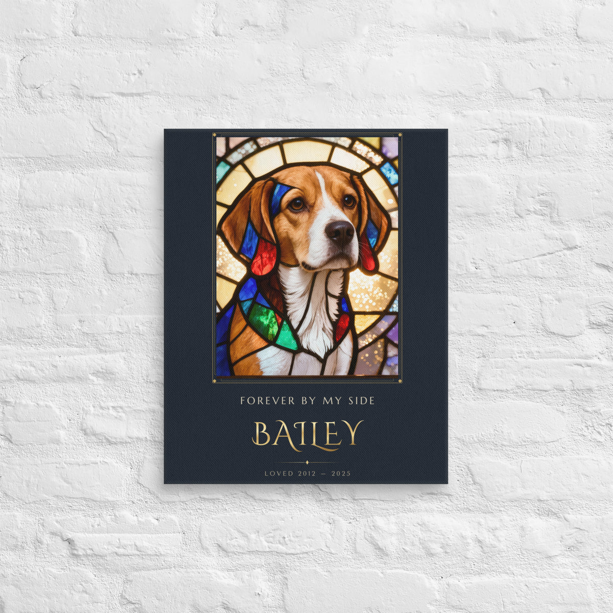 Stained Glass Pet Memorial Portrait – lifestyle photo – Canvas Print