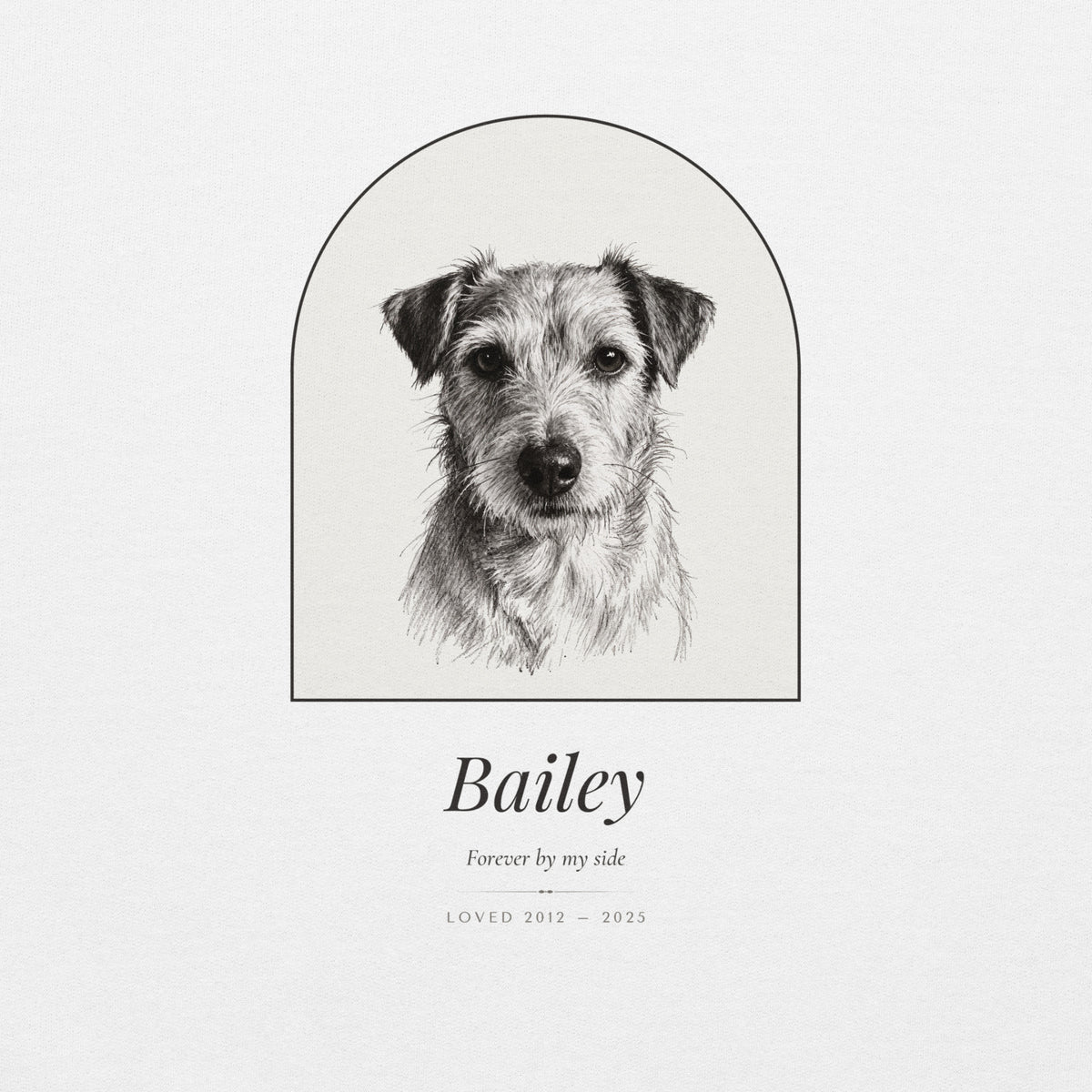 Pencil Sketch Pet Memorial Portrait – lifestyle photo – Crewneck Sweatshirt