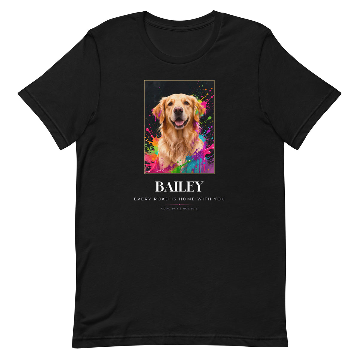 Neon Dog Portrait – front view – T-Shirt
