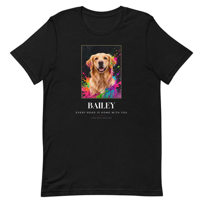 Neon Dog Portrait – front view – T-Shirt