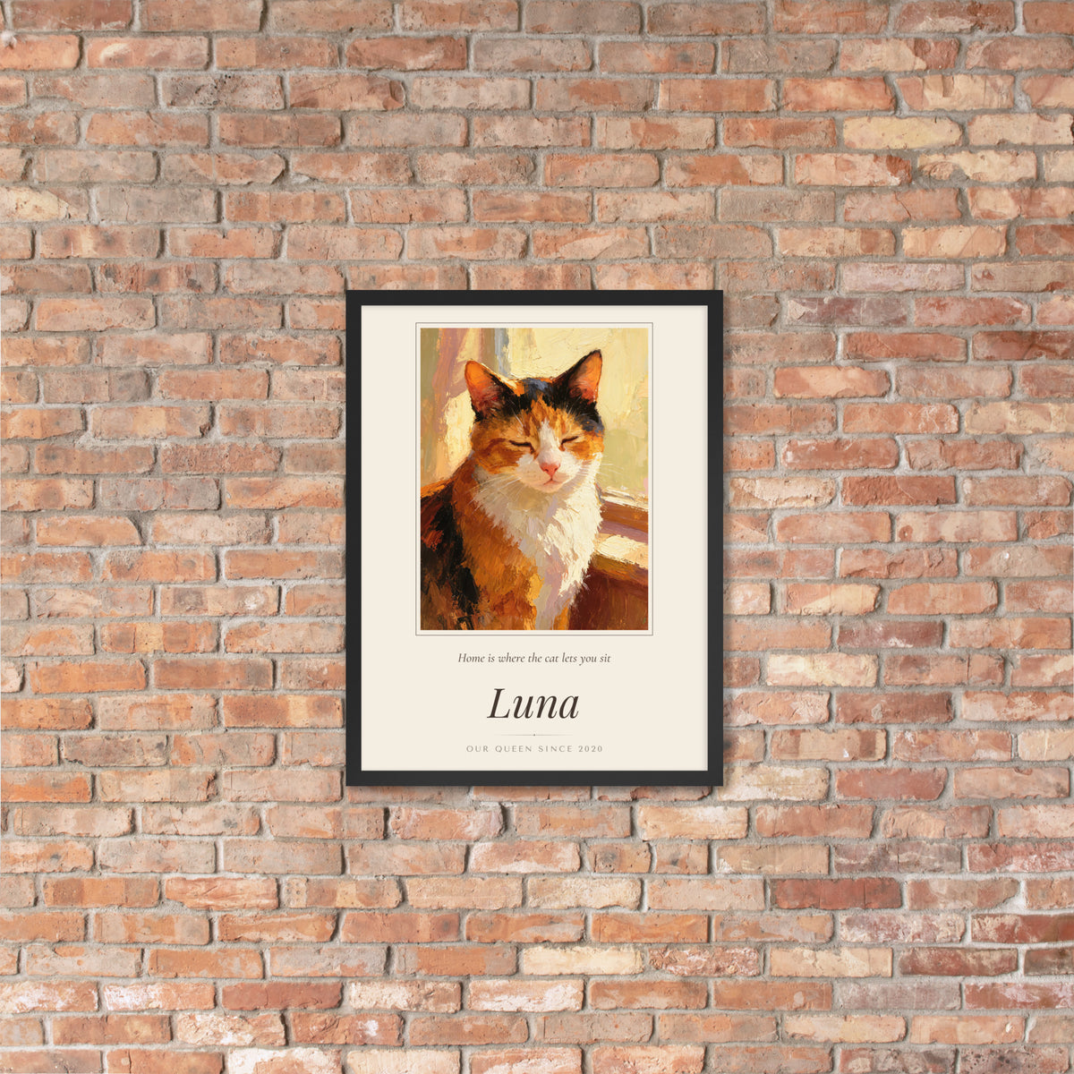 Oil Painting Cat Portrait – lifestyle photo, lifestyle 4 – Framed Print