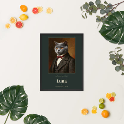 Gentleman Cat Portrait Gift for Mom – lifestyle photo, spring/summer – Framed Print
