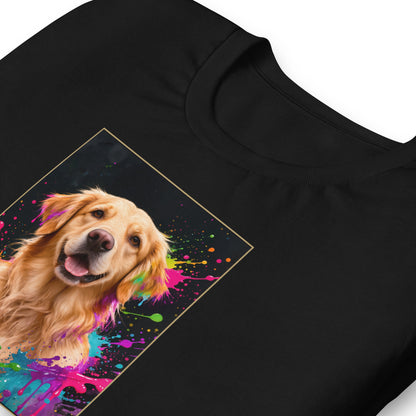 Neon Dog Portrait – close-up, zoomed-in – T-Shirt