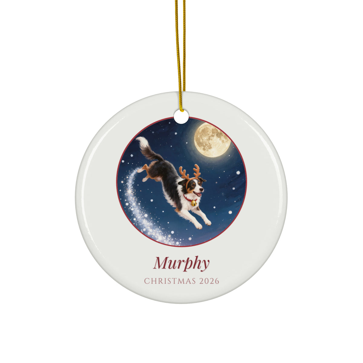 christmas pet portrait – product photo – Reindeer for a Night Ornament