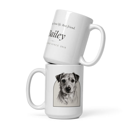 Pencil Sketch Dog Dad Gift – front view, front view – Coffee Mug