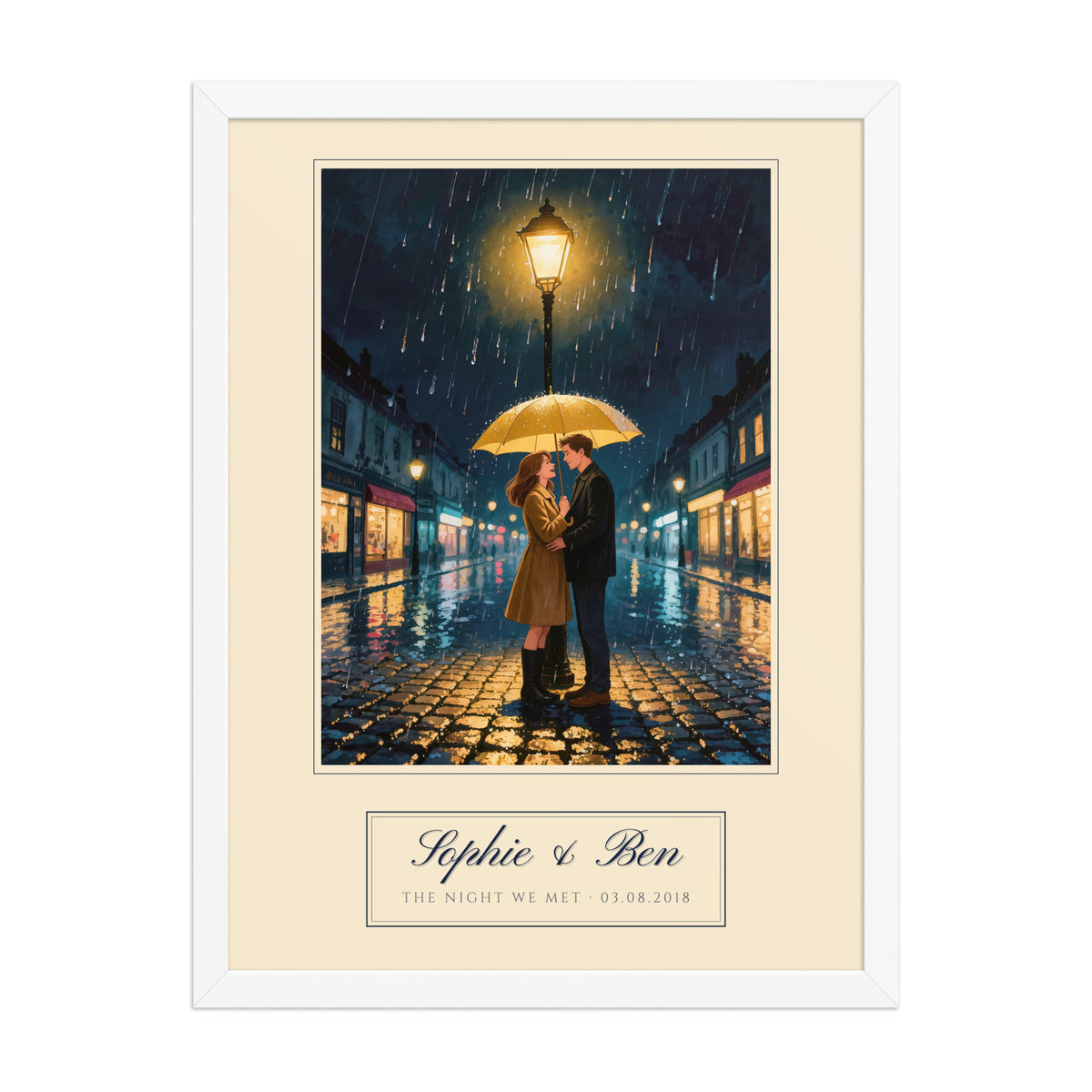 custom couple portrait – front view – Enhanced Matte Paper Framed Poster