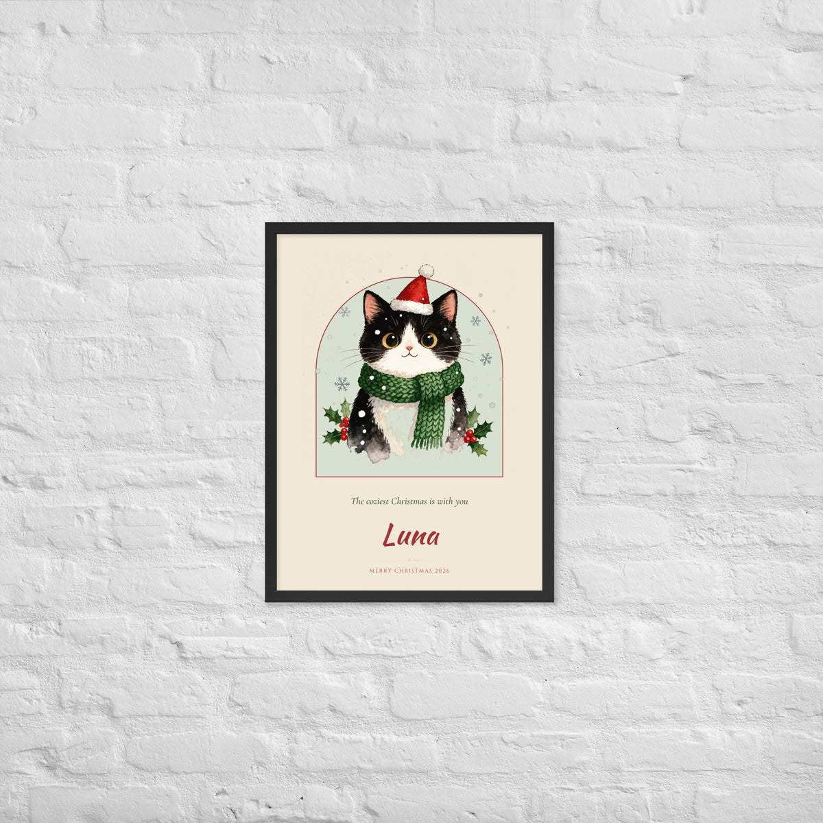 Christmas Cat Portrait – lifestyle photo – Framed Print
