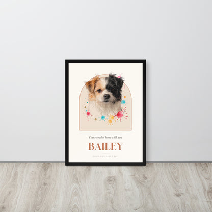 Watercolor Splash Dog Portrait – lifestyle photo – Framed Print