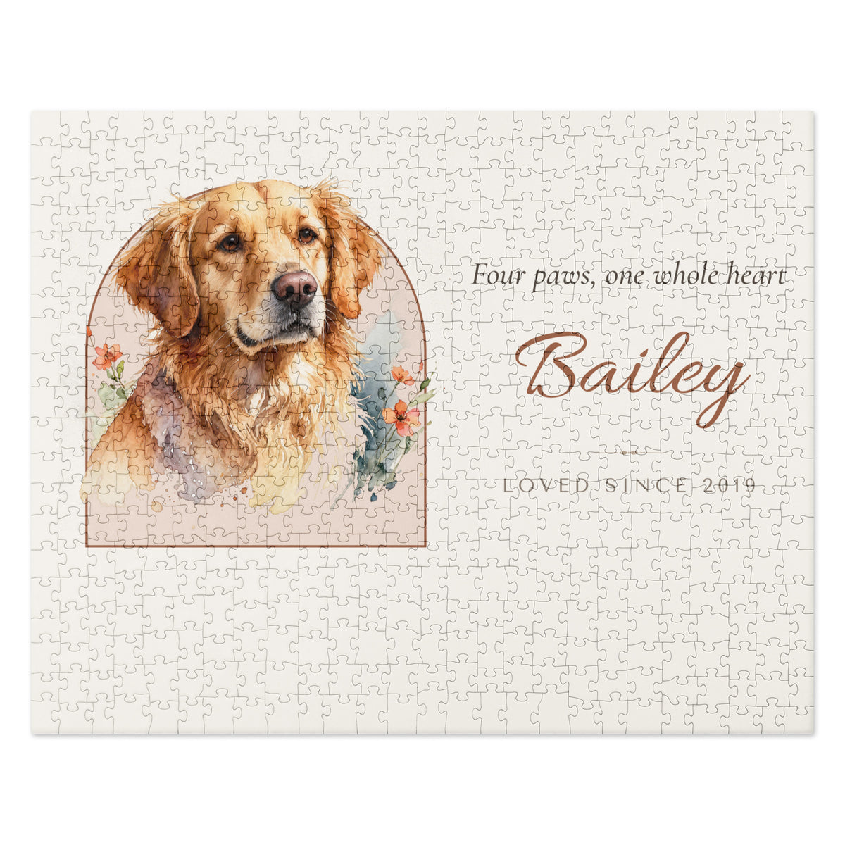 Watercolor Dog Portrait Gift for Mom – front view – Jigsaw Puzzle
